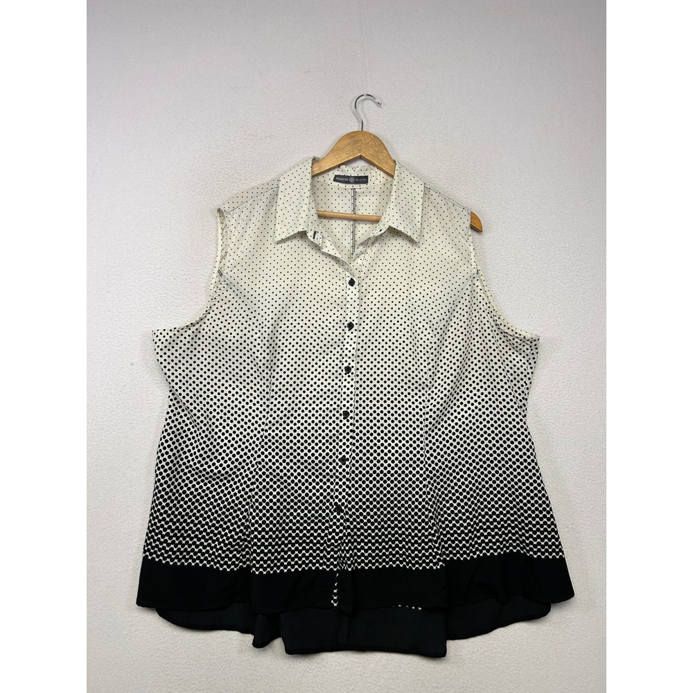 Modern Signature Collection Womens 2X White Black Polka Dot Ombre Sleeveless Top